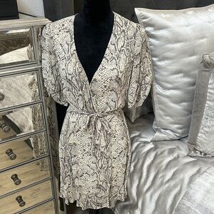 Reformation Beige and Black Snake Print Mini Dress